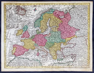 1744 Georg Mattaus Seutter Antique Map of Europe - Picture 1 of 2