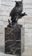 Messingskulptur, Handgemacht Statue Tier Eule Pure Vienna Auf Marmor Basis Dekor