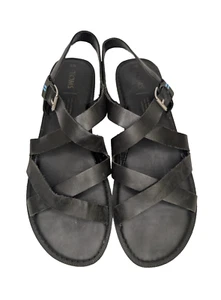 Toms Ladies Sicily Strap Up Size 9 Black Sandals Very Gently Worn - Picture 1 of 7