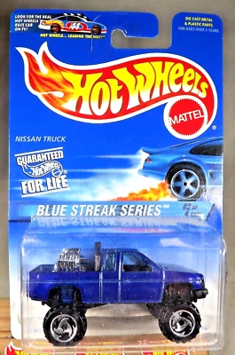 1996 Hot Wheels #574 Blue Streak Series 2/4 Nissan Truck azul com raios SB cromados - Imagem 1 de 4