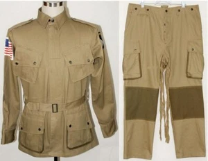 WWII US Army M1942 M42 Airborne Paratrooper Uniform Jumpsuit Jacket Trousers S - Picture 1 of 9