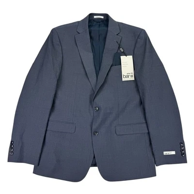 Bar III Hombres Calce Ajustado Mezcla de Lana Sólida Elástica Traje Chaqueta Azul 40R Foto 1 de 4