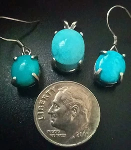 Genuine Natural Sleeping Beauty Turquoise Matching Earrings and Pendant - Picture 1 of 7