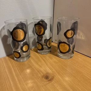 Set of 3 Vintage Libbey Gold Coins Of The World Glasses High Ball Tumbler - 10oz - Picture 1 of 4