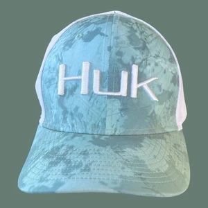 ✨Huk Hat White /GreenCamouflage Large/Extra Large Fitted A Flex Fishing Hat - Picture 1 of 11