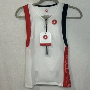 Castelli Rosso Corsa Free Tri Top Sleeveless Jersey Men's M White/Red Triathlon - Picture 1 of 13