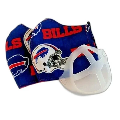 Buffalo Bills Reusable Face Masks (2) & Silicone Bracket NFL Licensed Fabric - Image 1 of 4