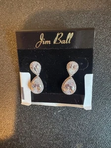 Orecchini Jim Ball Cubic Zirconia traforati nuovi con etichetta OFFERTA 7/8 pollici - Foto 1 di 2