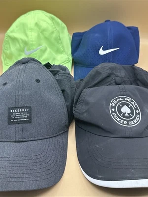 Lote de 4 sombreros ajustables Nike para mujer póker golf azul neón negro Foto 1 de 4