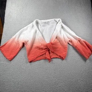 Young Fabulous Broke Cardigan Womens S Ombre Gauze Tie Front Bell Sleeve Coastal - Picture 1 of 12
