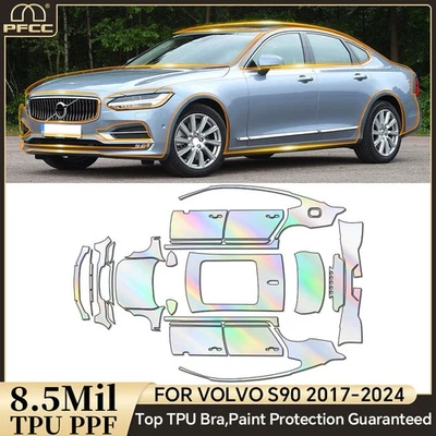 Película transparente brillante de protección de pintura PPF precortada para automóvil completo para Volvo S90 2017-2024 Foto 1 de 4