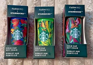 SET OF 3 FARM RIO x STARBUCKS COLD CUP KEYCHAIN ORNAMENTS-NEW IN BOX! - Picture 1 of 1
