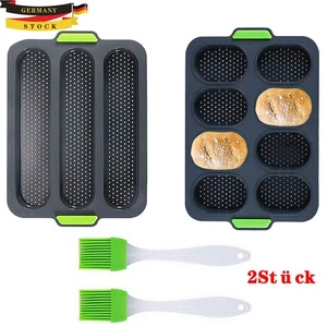 2x Backform Brot Set Silikon Backen Brötchen Backform Antihaft Baguette Form DHL - Bild 1 von 13