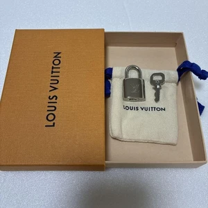 LOUIS VUITTON PadLock Lock & Key Brass Silver Authentic Number random - Picture 1 of 20