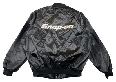 Snap-On Tools Men’s XL Satin Jacket Snap Buttons Black Vintage 80’s - Image 1 of 4