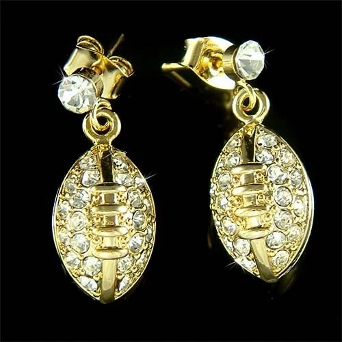 Futebol americano 3D feito com brincos esportivos Swarovski Crystal Gridiron League - Imagem 1 de 1