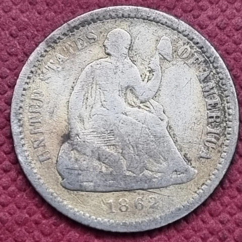1862 Seated Liberty Half Dime 5c Circulated #56103 Cover