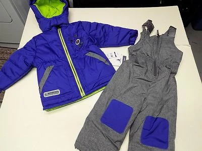 JUEGO DE PARKA/PANTALONES DE NIEVE BABERO NIÑO OSO RESISTENTE TALLA 2T -AZUL/GRIS- NUEVO CON ETIQUETAS Foto 1 de 4