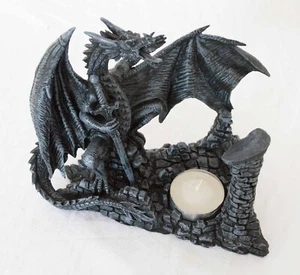 Teelichthalter Drache Schwert Burg Höhe 15 cm Figur Drache 3015 - Bild 1 von 5
