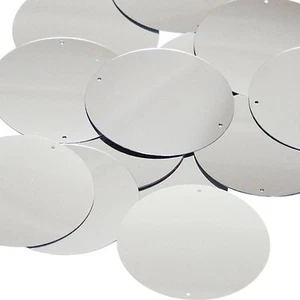 Silver Metallic 2 hole Sequin Round 50mm Couture Paillettes - Picture 1 of 2