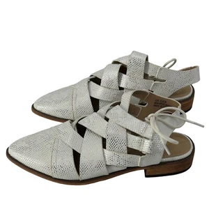 A Rider Girl Top Side Lace Up White And Metallic Women Sandal  Size 8 - Picture 1 of 23
