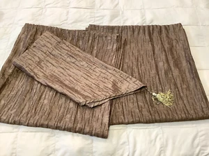 Croscill 2 Thin Panels & Valance Crinkle Brown 42X85 - Picture 1 of 9