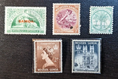 Samoa. Scott's #s 11f...215. MH a MNH. Pequeño Lote de 5. Tienda de sellos de sal. Foto 1 de 2