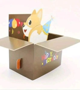 Corgi In A Box Happy Birthday Pop-Up Card - Picture 1 of 3