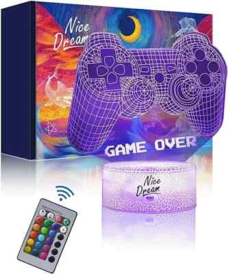 3D GAMEPAD NIGHT LIGHT ILLUSION LAMP COLOUR CHANGING REMOTE CONTROL UK FREE POST - Image 1 of 4