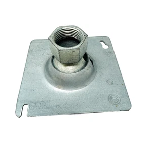 Ball Type Swivel Fixture Hanger 4" Square Ceiling Outlet Cover, Galvanized Steel - Picture 1 of 9