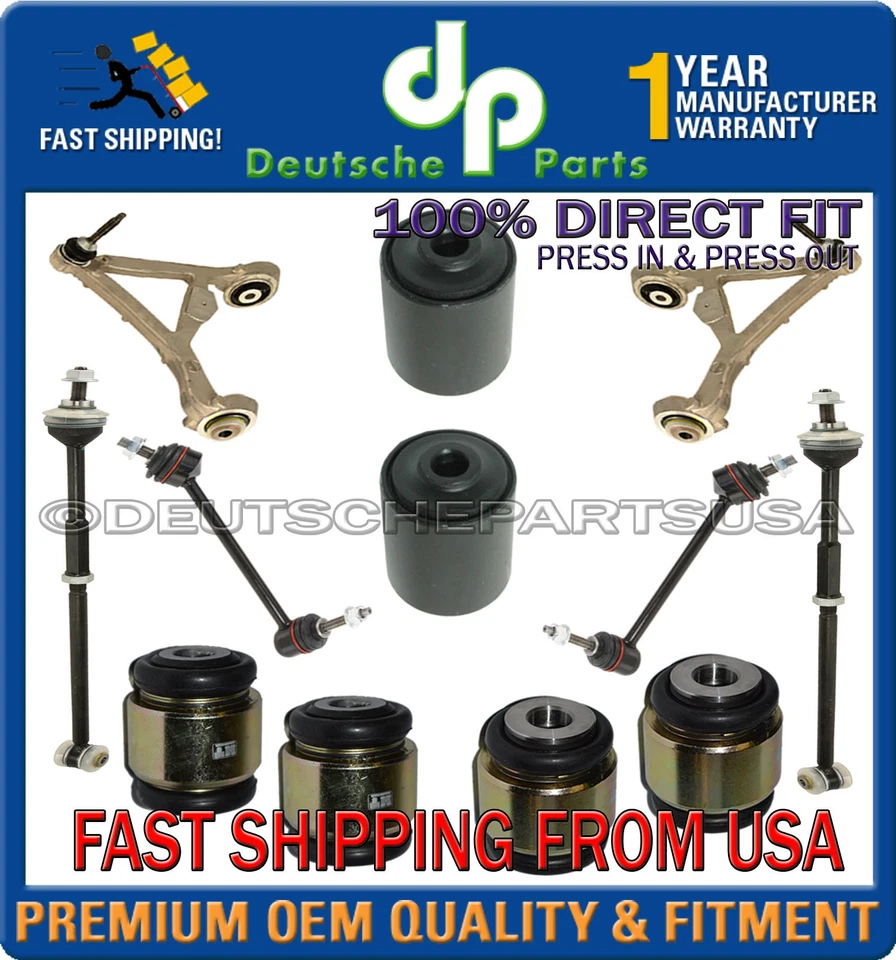 JAGUAR XK XKR REAR Upper + LOWER CONTROL ARM BALL JOINT TOE LINK TIE ROD SET 12 - Image 1 of 1