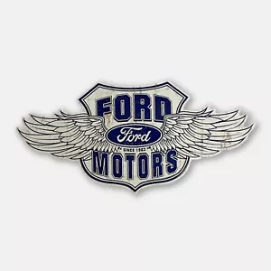 32" X 15" Ford Motors Winged Large Embossed Aluminum Metal Tin Tacker Sign - Picture 1 of 7