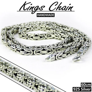 Collana Bizantina 60 cm Autentica Fatta a Mano Catena Re Argento 925 Sterling 54 gr - Foto 1 di 10