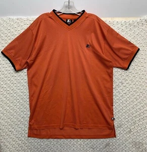 Starter Mesh Football Jersey Shirt Mens Large Orange V Neck Short Sleeve - Picture 1 of 9