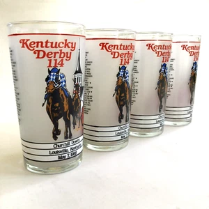VTG Set 4 Kentucky Derby Mint Julep Glasses 1988 114th Running Churchill Downs - Picture 1 of 6