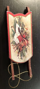 Gorham Wooden Wood Sleigh Sled Christmas Ornament Vintage 3 1/8” - Picture 1 of 4