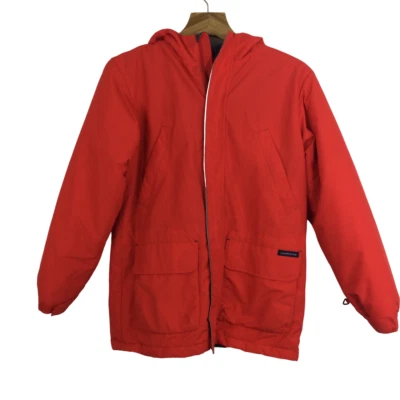 Chaqueta Abrigo Lands' End Niños Impermeable Forrado con Capucha Rojo Naranja Niños Talla L 12-14 Foto 1 de 4