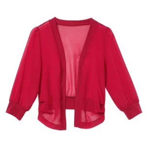 Lady 3/4 Sleeve Mesh Shrug Bolero Crop Top Open Cardigan Wrap Beach Top Summer - Foto 1 di 17