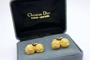 Christian Dior Vintage Manschettenknöpfe vergoldet gedrehtes Seil Garn Knäuel - Bild 1 von 8