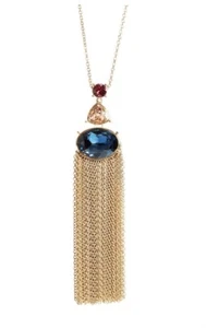 St.John Swarovski Crystals Tassel Gold Plated Necklace long - Picture 1 of 10