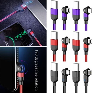 180° Rotate Phone Charger Cable Phone Fast Charging For iOS Type C Micro USB - Zdjęcie 1 z 12