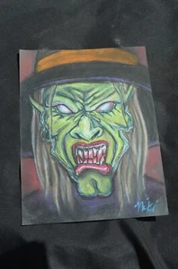 Original Art Witch Pastel Black Paper Nicole Swanbeck 9x12" - Picture 1 of 4