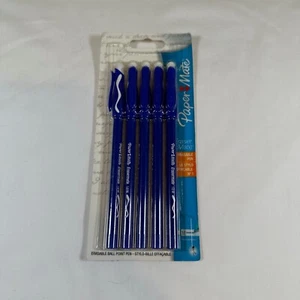 Paper Mate Eraser Mate 1.0mm Blue Ink Pens 5-Pack Erasable Medium - Picture 1 of 4
