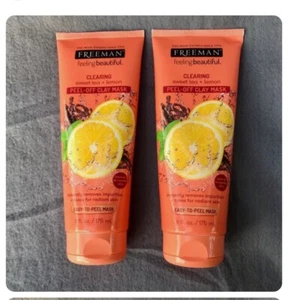 Freeman Clearing Sweet Tea  Lemon Peel Off Clay Mask 6oz 2 Pack - Picture 1 of 3