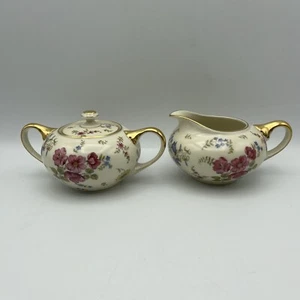 Vintage Rosenthal Germany Traudel Creamer Sugar Bowl Lid 3 Pcs Gold trim Floral - Picture 1 of 12
