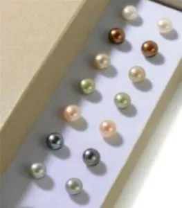 Wholsale Real 7pairs Multi-Color 7-8mm Freshwater Pearl Silver Stud Earrings AAA - Bild 1 von 12