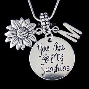 Personalized Letter Initial You are my Sunshine Sunflower Jewelry Gifts Necklace