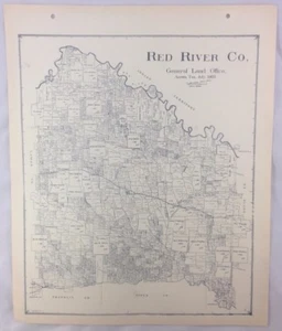 Antique General Land Office Map Red River County Texas Showing Plats ++ - Picture 1 of 6