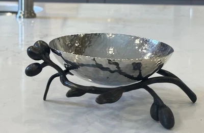 Michael Aram aged Bronze Olive Branch Catch All Decor Bowl - Image 1 of 4