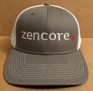Zencore Gray/White Mesh Trucker Style Baseball Hat Cap Adjustable Snapback Adult - Picture 1 of 8